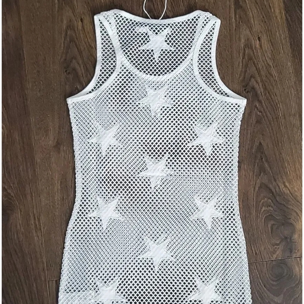 NEW Zoe Karssen WHITE STAR MESH TANK Dress XS 6/8 uk - Picture 6 of 6